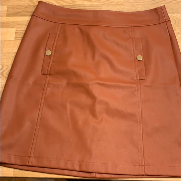 Faux Tan Leather Skirt - Picture 3 of 6